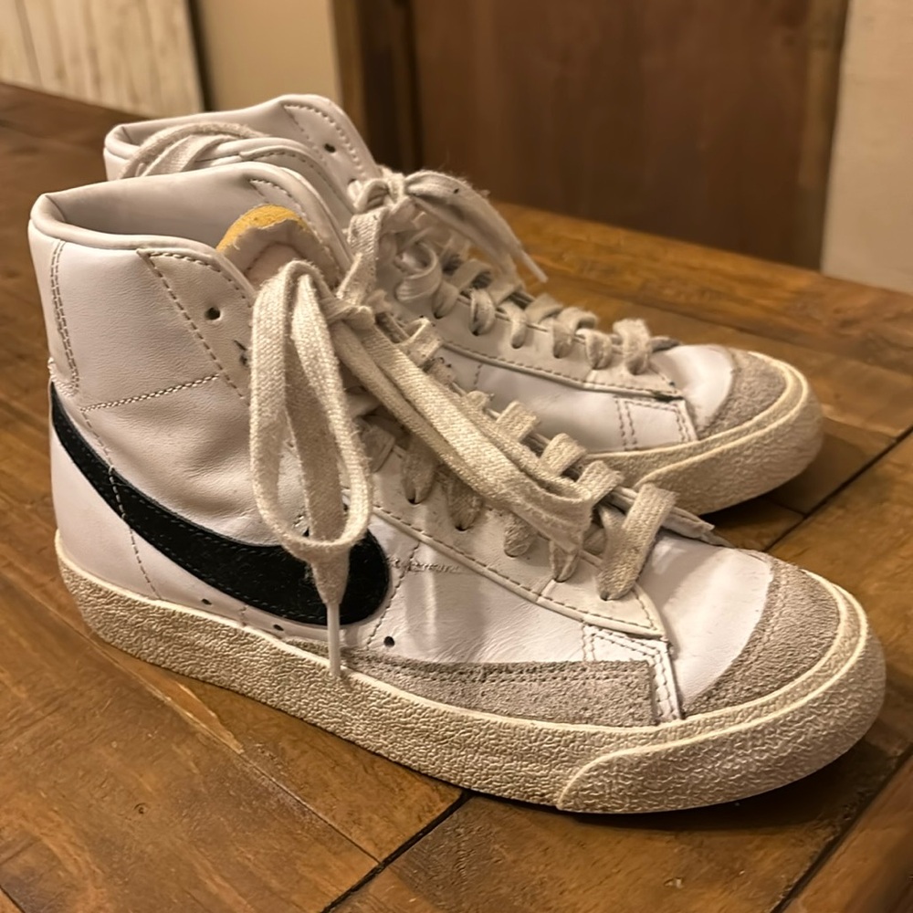 Classic White and Black High-Top Sneakers